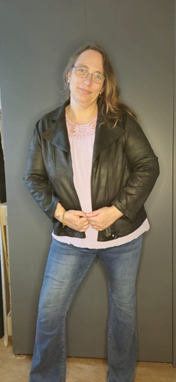 Faux suede leren jasje mt 46/48 - Afbeelding 3